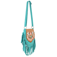 Colibri, libellule et fleur véritable outillés à la main et peints à la main entourant une pierre turquoise