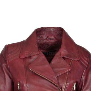 Chaqueta de cuero genuino de diseño personalizado de color sólido para mujer, ropa de calle, chaqueta de cuero para mujer - Product Image 3