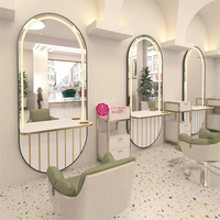 Miroir de salon de coiffure avec éclairage LED Yicheng, vente chaude, station de miroir de salon de coiffure, miroir de conception de style pour salons de coiffure