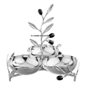 Cuenco redondo de Metal de buena calidad para servir, diseño moderno y frondoso para decoración moderna de bodas y restaurantes, exhibición de alimentos y frutas - Product Image 2