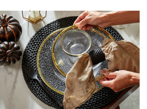 Manteles individuales de ratán tejido a mano con cargador redondo ecológico para el hogar de Halloween, decoración de fiesta - Product Image 3