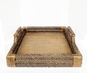 Bandeja de servicio de ratán natural decorativa fabricada en Vietnam, bastón de madera en bandejas de base para hotel y restaurante, venta al por mayor - Product Image 1