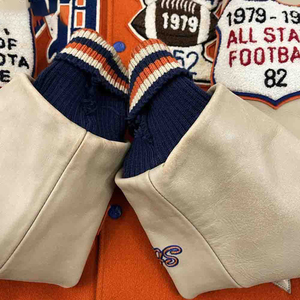 Chaquetas de alta calidad para hombre, chaqueta para hombre, estilo universitario, lana, Varsity, Mangas de cuero de retazos personalizadas, chaqueta de Saint Paul Letterman - Product Image 4