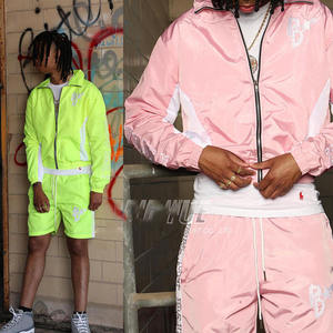 Custom Windbreaker Jacket and <b>Shorts</b> Set Lightweight Joggers Screen Print <b>Zip</b> up Jacket Nylon <b>Shorts</b> Sweatsuit - Product Image 1