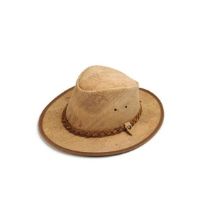 Chapeau en liège naturel avec dentelle tressée brune - Product Image 1