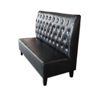 Banquette classique capitonnée en cuir PU noir, style banquette de salon commerciale, mobilier rembourré pour restaurant, bar, café