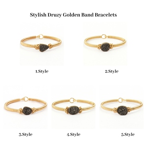 สร้อยข้อมือพลอยดรูซี่สีดํา ลวดชุบทอง ห่อสร้อยข้อมือพลอยดรูซี่ เครื่องประดับ ออกแบบมือ เครื่องประดับ ของขวัญสําหรับแม่ - Product Image 2