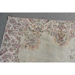 6,6x9,<b>9</b> ft Vintage Rug, Turkish Large Rug, White Striped Wool Rug - Product Image 4