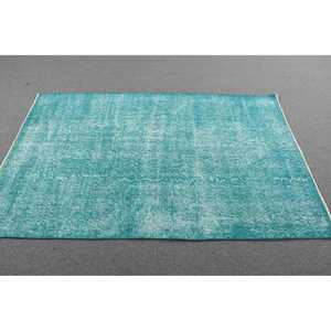 Alfombra Vintage de 3.8x6 pies, Alfombra Turca Decorativa, Alfombra de Lana con Diseño Floral Azul y Blanco - Product Image 3