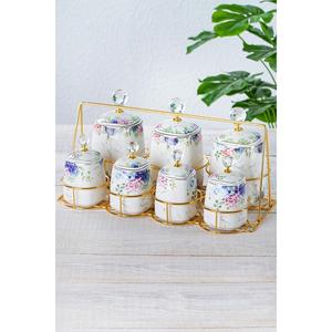 Acar 174 Master porcellana magica Set 7 pezzi di spezie con supporto bianco - Product Image 1