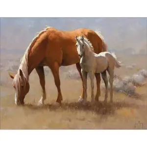 Jim Rey Art RW-JRA012AT Paard Accent Porseleinen Tegel Glanzend Rustiek Vierkant Keramisch Decor Voor Binnenmuren - Product Image 1