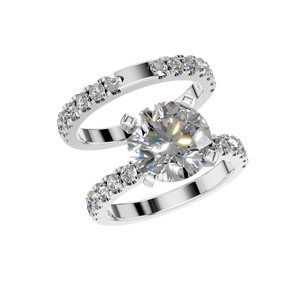 Anillo de compromiso clásico de doble banda de diamante cultivado en laboratorio de oro sólido de 14K para mujer, fabricante de joyería fina de aniversario y fiesta India - Product Image 5