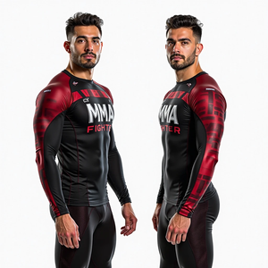 Personalizado de alto rendimiento MMA Rash Guard manga larga BJJ compresión ajuste Anti UV tela elástica Kimono De Jiu Jitsu estilo - Product Image 5