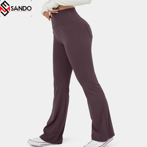 ขายส่งที่กําหนดเองของผู้หญิงเอวสูงเลกกิ้งระบายอากาศกางเกงโยคะกระชับสัดส่วนด่วนเลกกิ้งเปลวไฟสําหรับออกกําลังกายยิม - Product Image 2