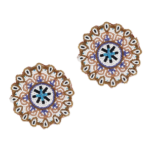 Mantel individual de cuentas bordado de primera calidad, mantel de mesa de flores blancas hecho a mano, Mantel Individual redondo elegante con cuentas - Product Image 2