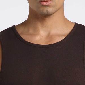 NAPA INDUSTRIES Men's <b>Brown</b> V-neck Customized Logo Printed Sleeveless Tank Top Knitted Cotton Casual Breathable Quick Dry Sporty - Product Image 6