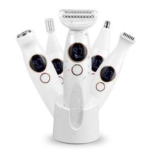 Rasoir intime sans fil pour femmes, tondeuse électrique étanche avec station de charge, double lame pour le corps et le visage - Product Image 1