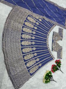 Style pakistanais pour femmes Lehenga Choli robe de soirée tenue de mariage avec velours cordon séquence travail indien-pakistan tenue ethnique - Product Image 3