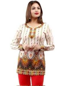 ชุดคลุมผ้าฝ้ายพิมพ์ลายดอกไม้สำหรับผู้หญิงทางการพิมพ์ลายดอกไม้พร้อมลายชนเผ่าสัมผัสแบบเรียบ - Product Image 2