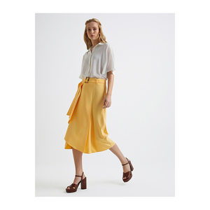 Jupe asymétrique épaisse pour femme avec ceinture et poches - Product Image 3
