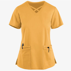 Moisture Wicking Women <b>Scrub</b> <b>Tops</b> Solid Colors Most Popular Hospital Uniforms Stretchable Comfortable - Product Image 6