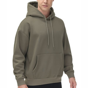 Sweat à capuche surdimensionné en coton de haute qualité, sweat à capuche épais en polaire, uni à épaules tombantes, fabricant de sweats à capuche pour hommes personnalisés - Product Image 6