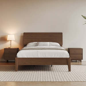 Modern Home Furniture Solid Wood Double & Queen <b>Bed</b> <b>Frame</b> in Claro Walnut - Product Image 3