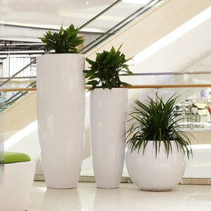 Nghệ thuật đơn giản màu trắng sợi thủy tinh hoa nồi hình nón FRP chậu và trồng - Product Image 1