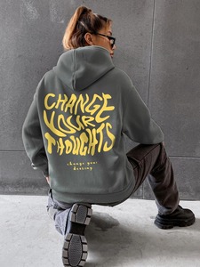 Venta al por mayor de las mujeres vintage Sudadera con capucha logotipo personalizado de algodón polar francés Terry pulóver sudadera - Product Image 3