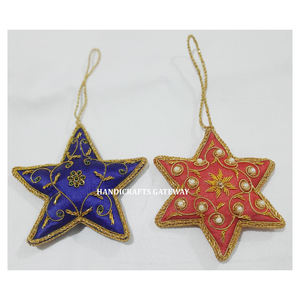 เครื่องประดับงานปักลูกปัดสีทอง zari งานแฮนด์เมดรูปดาวสวยงามเครื่องประดับตกแต่งบ้านและคริสต์มาส - Product Image 1