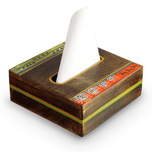 Porta Servilletas de Madera de Mango Marrón para Mostrador, para Bodas, Hogar, Hotel, Restaurante, Oficina, Bar, Caja de Servilletas Hecha en India - Product Image 1