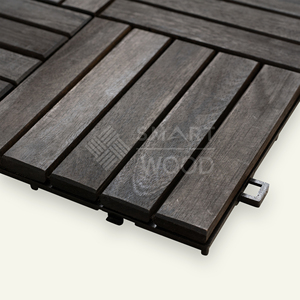 Série Urban Canvas : Dalles de terrasse en bois d'acacia, carrées, modernes, à emboîtement matriciel, finition brossée, pour la conception de paysages contemporains - Product Image 4