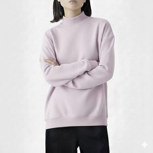 Women Solid 100% Cotton Casual Mock Neck Sweatshirt Stylish <b>Long</b> <b>Sleeve</b> Fleece Pullover Loose Fit Winter <b>Top</b> for Ladies Fashion - Product Image 4