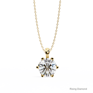 1.2 Ct Round Cut Lab Grown Diamond Solitaire Set Pendentif/CVD Diamond Yellow Gold Pendentif/Cadeau d'anniversaire pour elle - Product Image 1