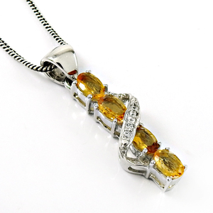 925แฟชั่นสไตล์ฮิปฮอปจี้เงินธรรมชาติพลอยซิทรีนจี้ทำมือแบบเรียบง่ายดีไซน์แบบฮิปฮอปขายส่ง - Product Image 1