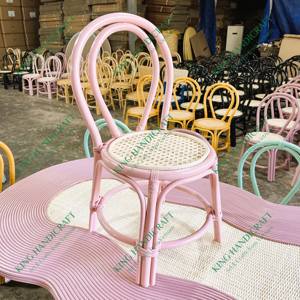 Silla de ratán hecha a mano de color rosa claro para niños Diseño moderno de la mejor calidad para la habitación de los niños para uso en la cocina de la sala de estar al aire libre - Product Image 1