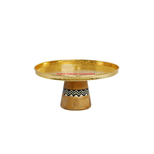 Handmade Modern Hammered Metal Chocolate Stand With Decorative Tribal Pattern Wood Base For Wedding And Party Dessert Tables - Product Image 2