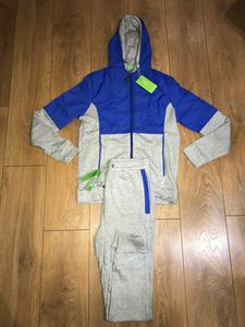 Conjunto de chándal Diseño de bloque de color transpirable unisex, elegante sudadera de dos tonos y pantalones Jogger para uso informal y activo - Product Image 2