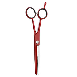 Tijeras de adelgazamiento de peluquero personalizadas, tijeras de salón de belleza para adelgazamiento del cabello de Color granate, tijera de borde afilado con anillo de goma negro - Product Image 5