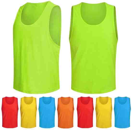 Men's Sports Fitness Wear Sleeveless 100% Polyester Mesh T-shirt Vest Solid Breathable Running Summer Soccer Bibs Singlets