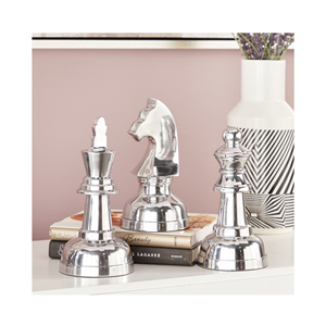 Sculpture d'échecs en Aluminium pour décoration de Table, Sculpture d'échecs en métal de Style moderne pour salon, Sculpture d'échecs décorative - Product Image 1