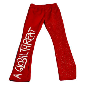 Pantalones Deportivos de Hombre de Algodón 100% de Alta Calidad, Pantalones Casuales Acampanados, Logotipo Personalizado con Pedrería, Impresión Digital Pintada - Product Image 1