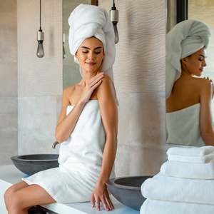 Serviettes de bain en coton biologique à séchage rapide, lot de 4, couleur unie, pour la maison et l'hôtel - Product Image 3