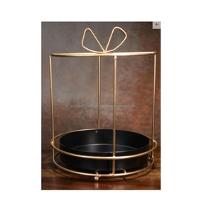 Servidor de pastel metálico redondo negro personalizado con acabado de cableado de Metal para decoración del hogar propósito ocasional de boda Baby Shower - Product Image 1
