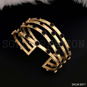 กำไลข้อมืออัญมณีสีดำทำด้วยมือชุบทองทำด้วยมือกำไลชุบทองทำด้วยมือแฟชั่นเครื่องประดับทองเหลือง - Product Image 2