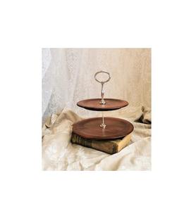 Support à gâteaux en bois d'acacia à 2 niveaux Planche de service à pâtisserie moderne de luxe pour hôtels et fêtes Outils à gâteaux Meilleur produit - Product Image 4