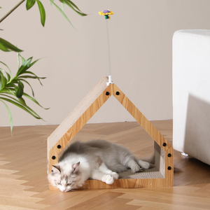 Casa rascadora para gatos, diseño de cartón acogedor, segura para gatitos, ecológica, 16,14 en superficie biselada - Product Image 5