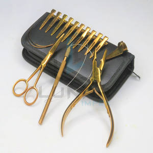 Pince d'extension de cheveux couleur plasma or rose kit d'outils avec étiquetage de marque personnalisé petit étui en cuir gratuit inclus - Product Image 4