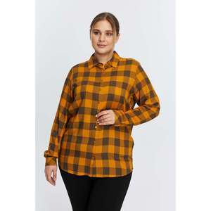 Chemise à carreaux grande taille couleur moutarde - Product Image 1