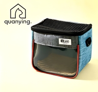 Sac de transport pour petits animaux, bleu, en PVC, cage de voyage avec fenêtre en maille respirante, vue à 360°, fermeture éclair sécurisée pour hamsters et gerbilles